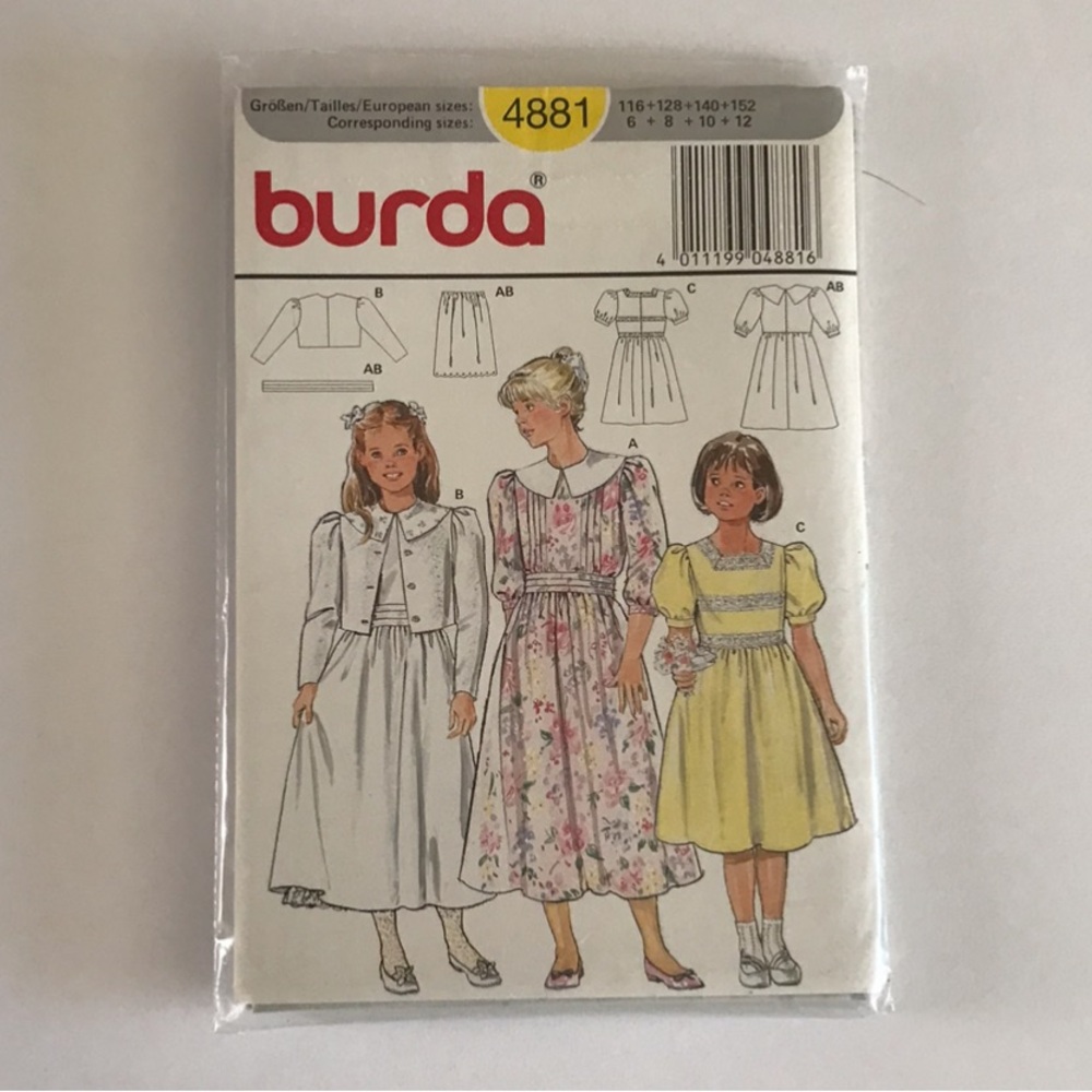 🧵3for12🧵 VTG Burda Pattern 4881 Child’s Dress Skirt Jacket